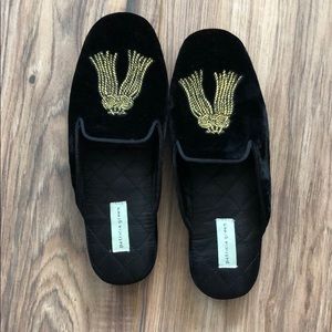 Patricia Green black velvet slippers